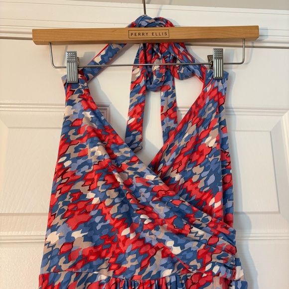 Boden St. Lucia Halter Dress Red White Blue Multi Patriotic Knee Summer Sun 4 - Picture 2 of 7